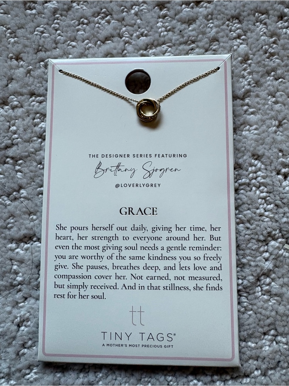 NWT Tiny Tags 14K Gold Ion with Brass Base Grace